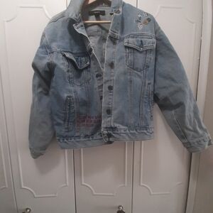 Forever 21 Light Blue Denim Jacket with Patches